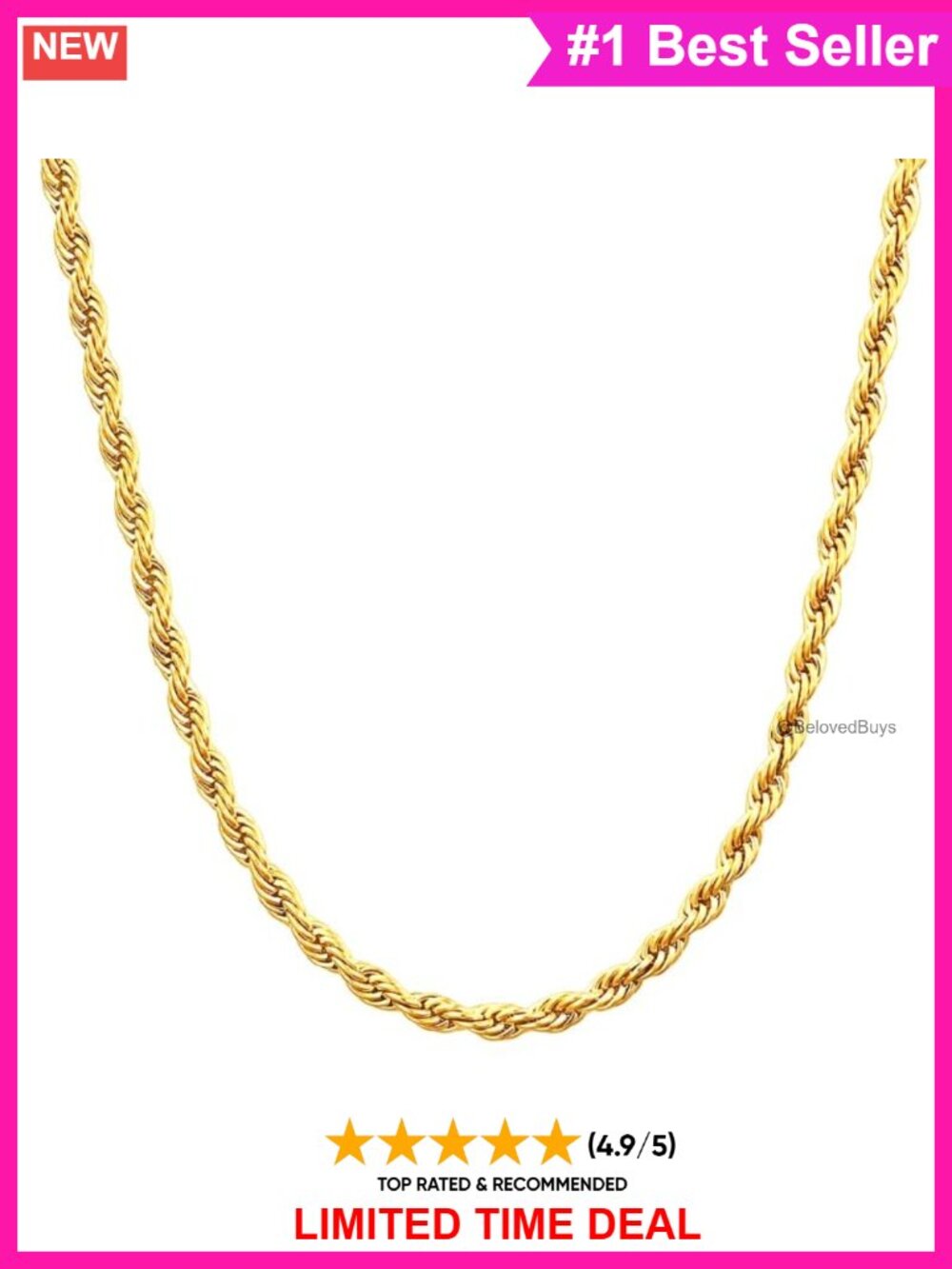 14K Solid Yellow Gold Twisted Rope Chain Necklace 1.5mm 18 Inch Unisex